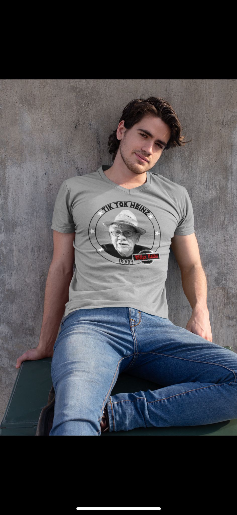 TIKTOKHEINZ Männer T-Shirt V-Ausschnitt