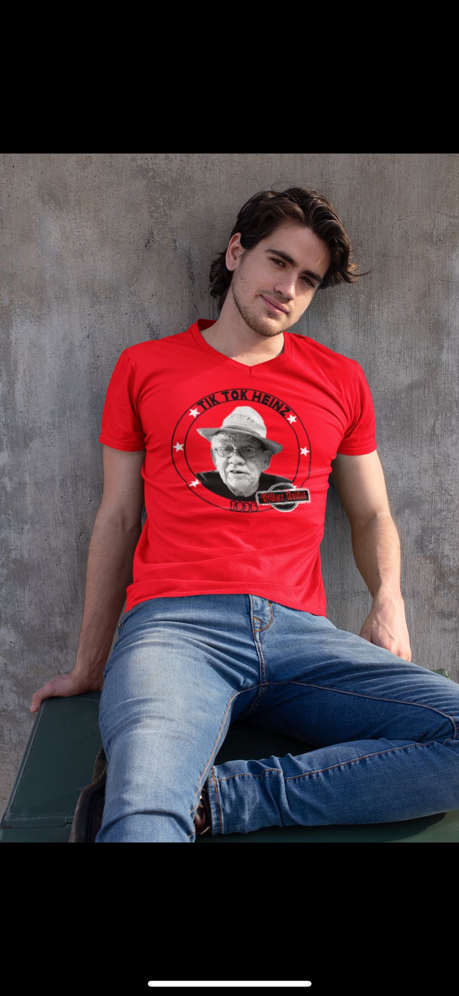 TIKTOKHEINZ Männer T-Shirt V-Ausschnitt